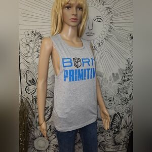 Born Primitive Medium Gray Sleeveless Tank Top with Blue Print